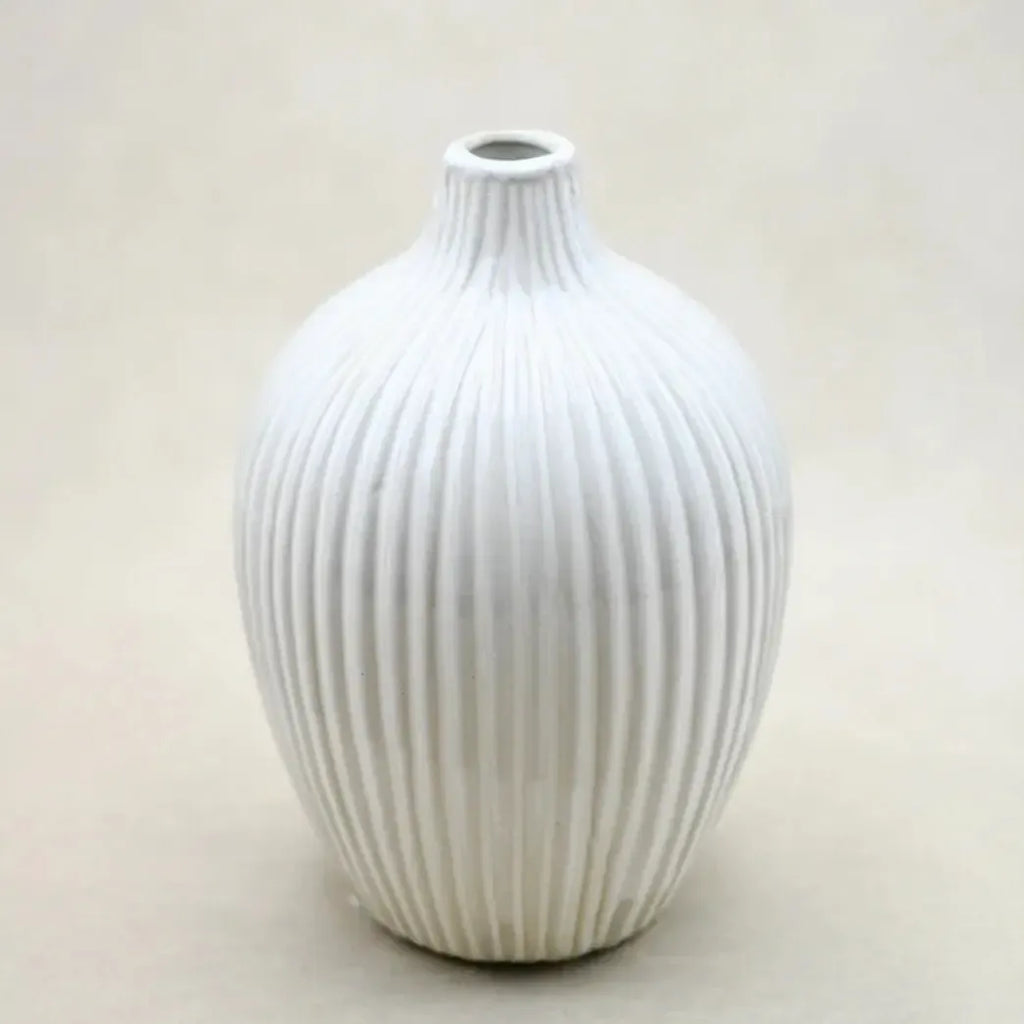 White Striped Vase Vase & Pots
