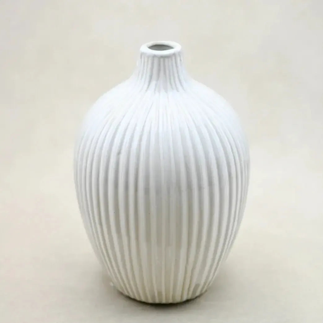 White Striped Vase Vase & Pots
