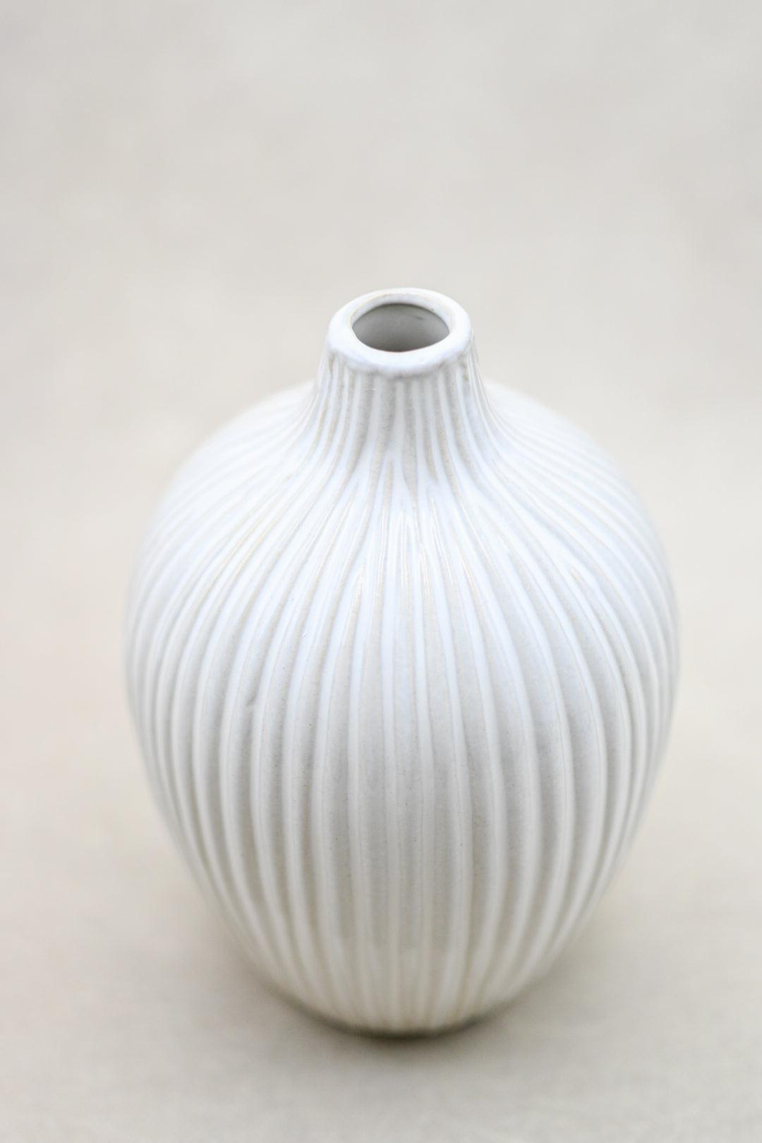 White Striped Vase Vase & Pots