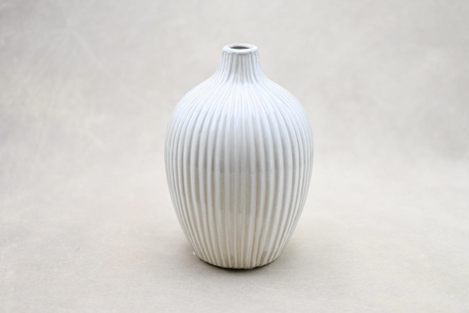 White Striped Vase Vase & Pots