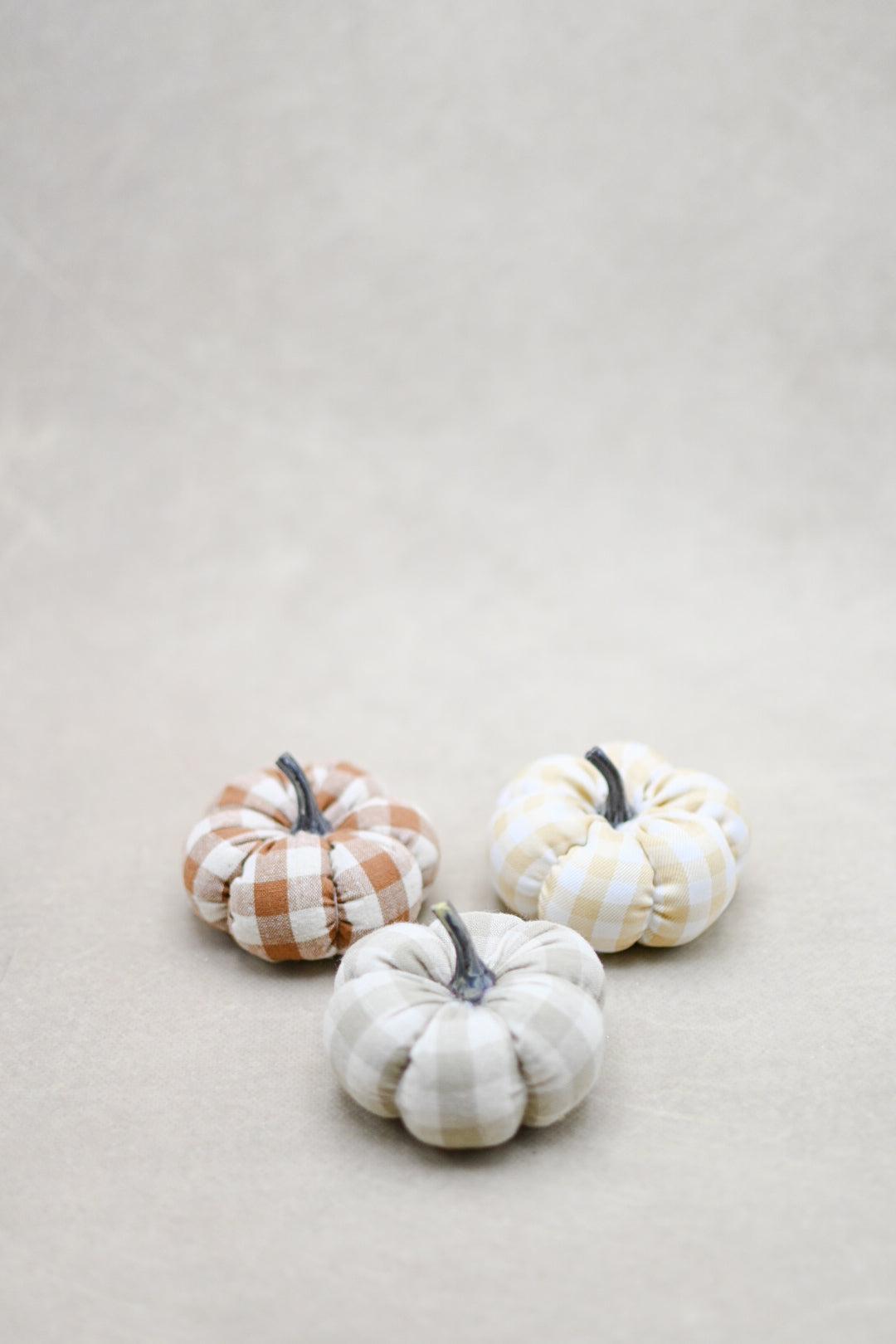 Gingham Pumpkins Set of 3 Home Decor