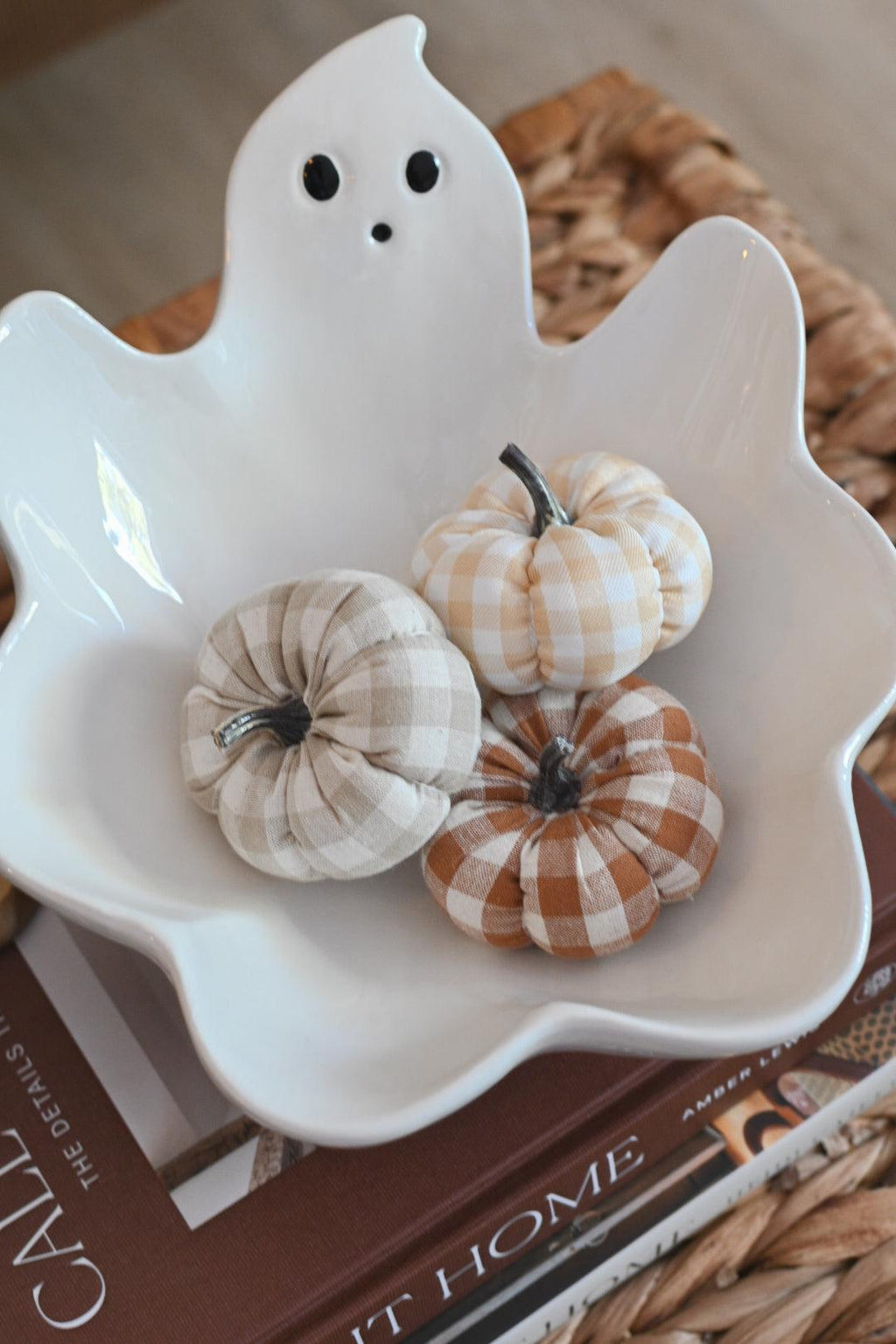 Gingham Pumpkins Set of 3 Home Decor