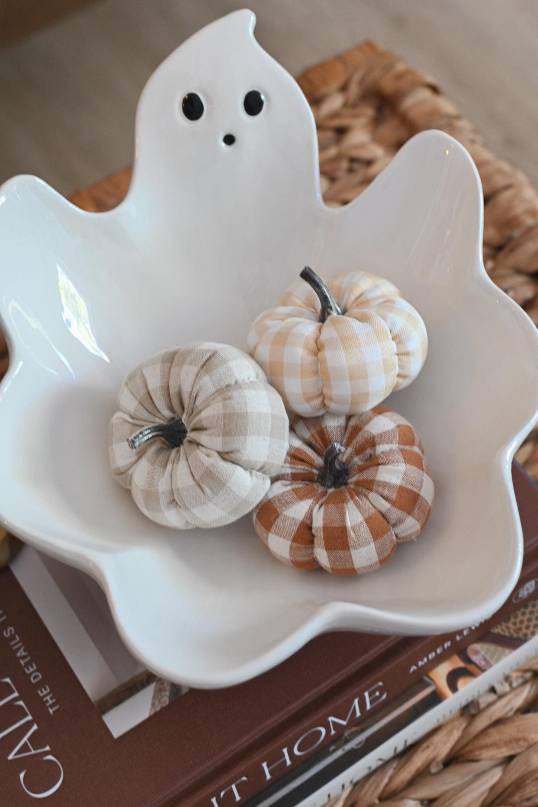 Gingham Pumpkins Set of 3 Home Decor