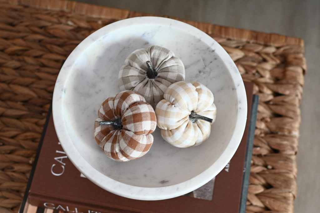 Gingham Pumpkins Set of 3 Home Decor