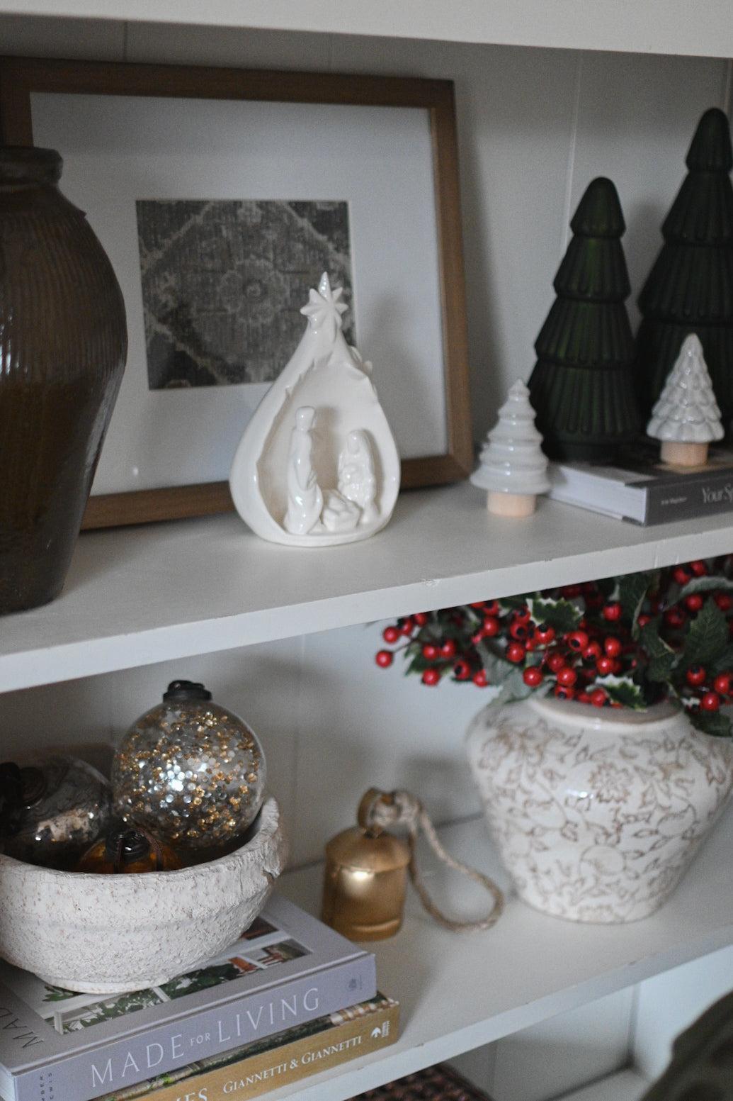 WhiteCeramic Nativity Scene Home Decor
