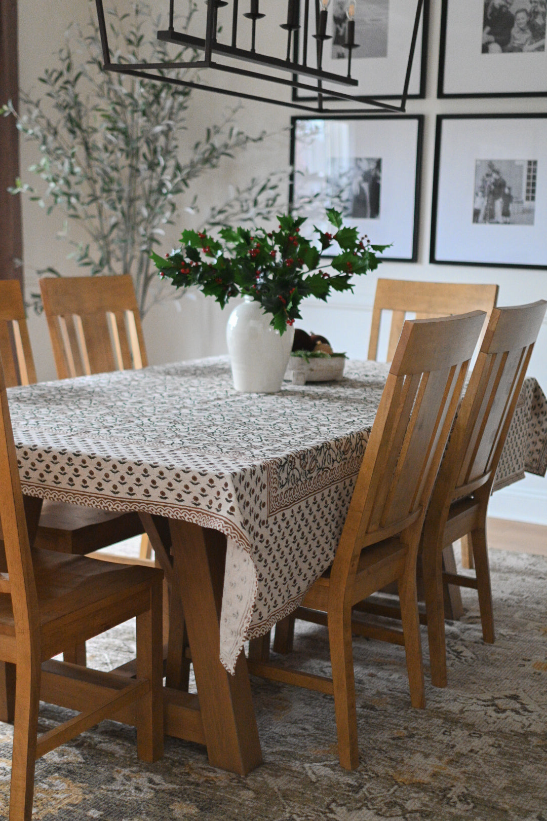 Chloe Floral Block Print Tablecloth - Maple Village Lane