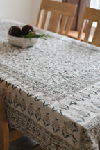Camel Floral Block Print Tablecloth