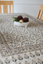 Camel Floral Block Print Tablecloth