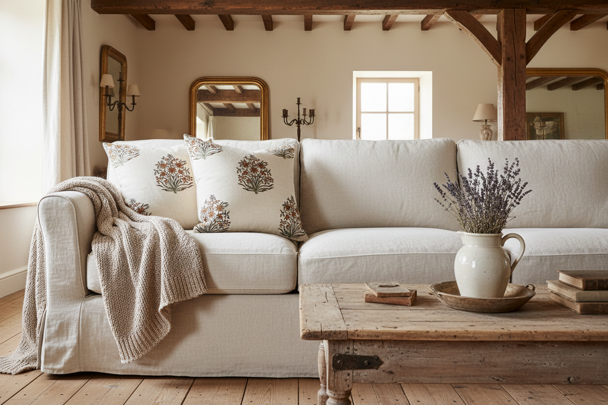 Danielle Ditsy Prints Warm White Pillow Cover Pillow Covers