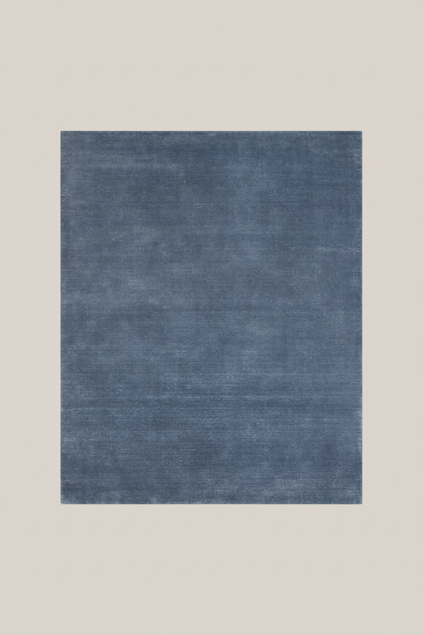 Denim Blue Hand-Loomed Wool Rug 8' x 8' Hand Loomed