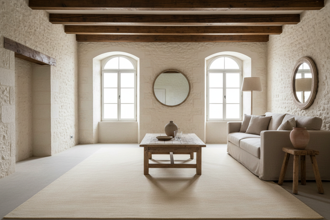 Beige rug on a white background