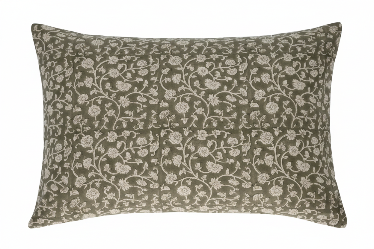 Mattie Botanical Print Sage Pillow Cover 16" x 42" Double Sided Pillow Covers