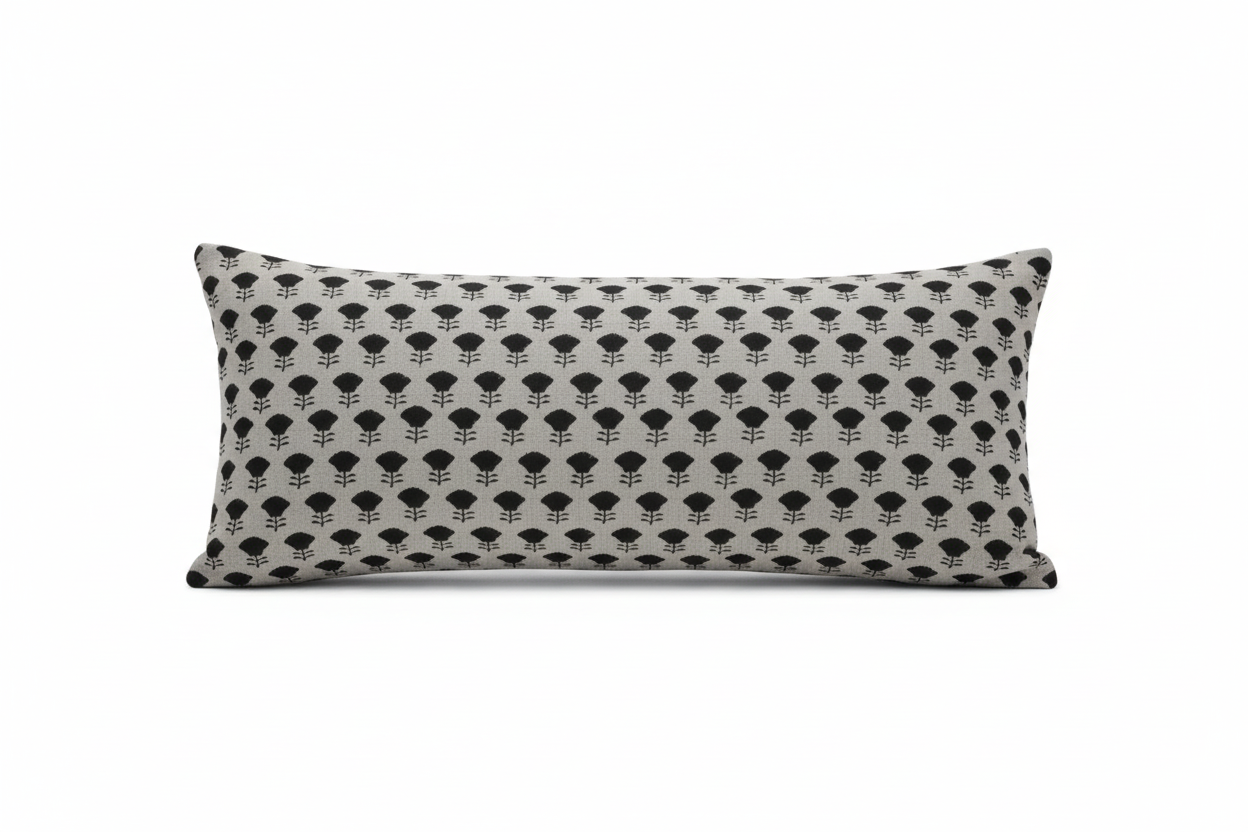 Emily Ditsy Prints Natural Linen Pillow Cover 16" x 42" Double Sided Pillow Covers