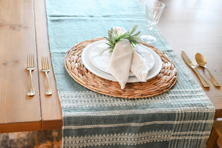 Bhujodi Table Runner - Blue Gray - Maple Village Lane