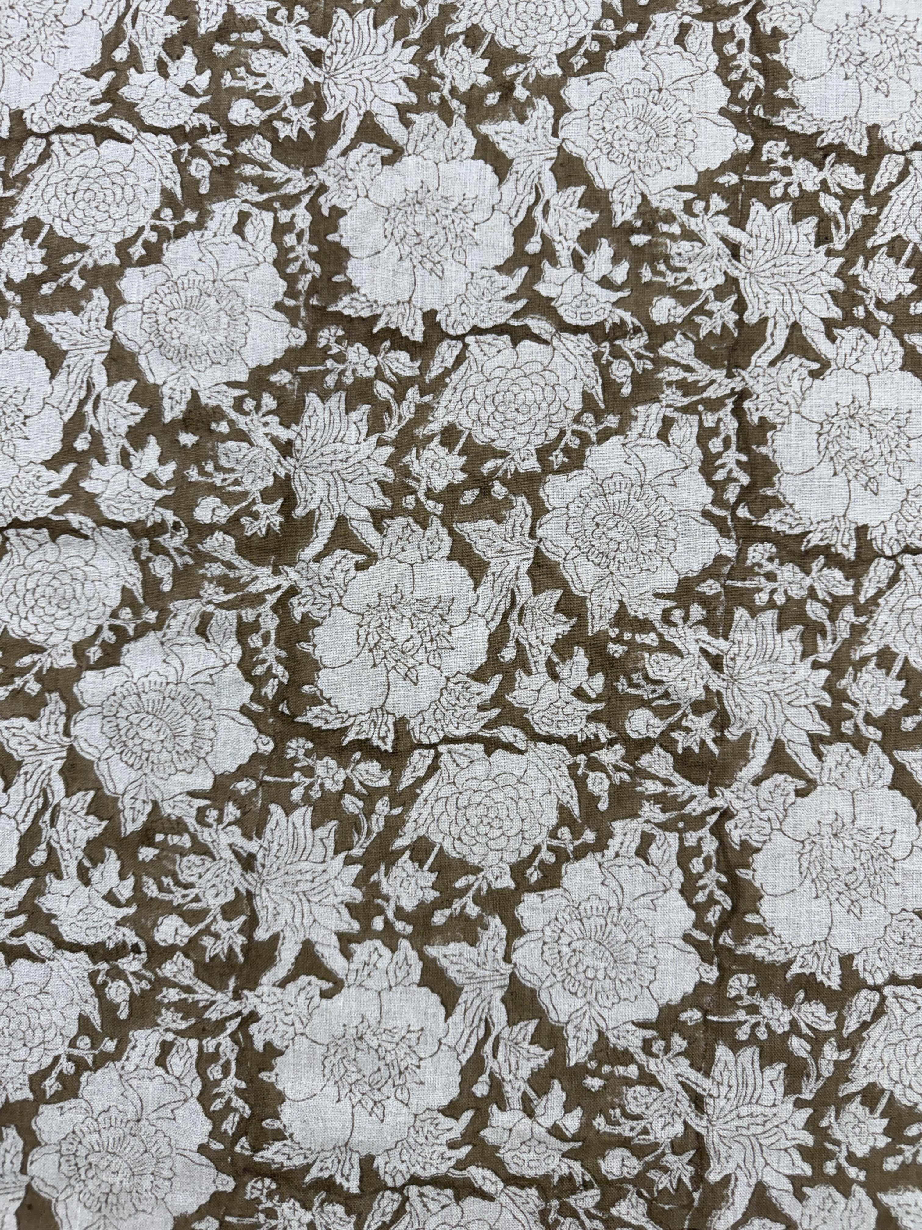 Charlie Block Print Handloom Linen Fabric kashish Linen Fabric