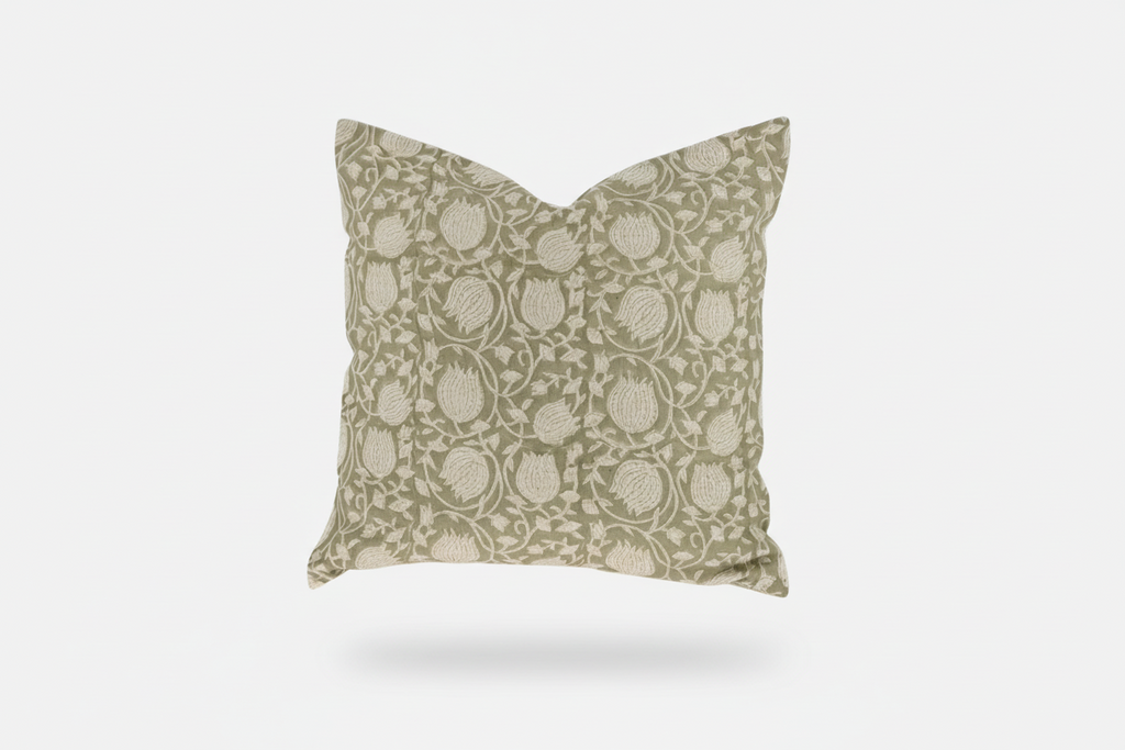 Winifred Botanical Print Celadon Pillow Cover 26" x 26" Double Sided Pillow Covers