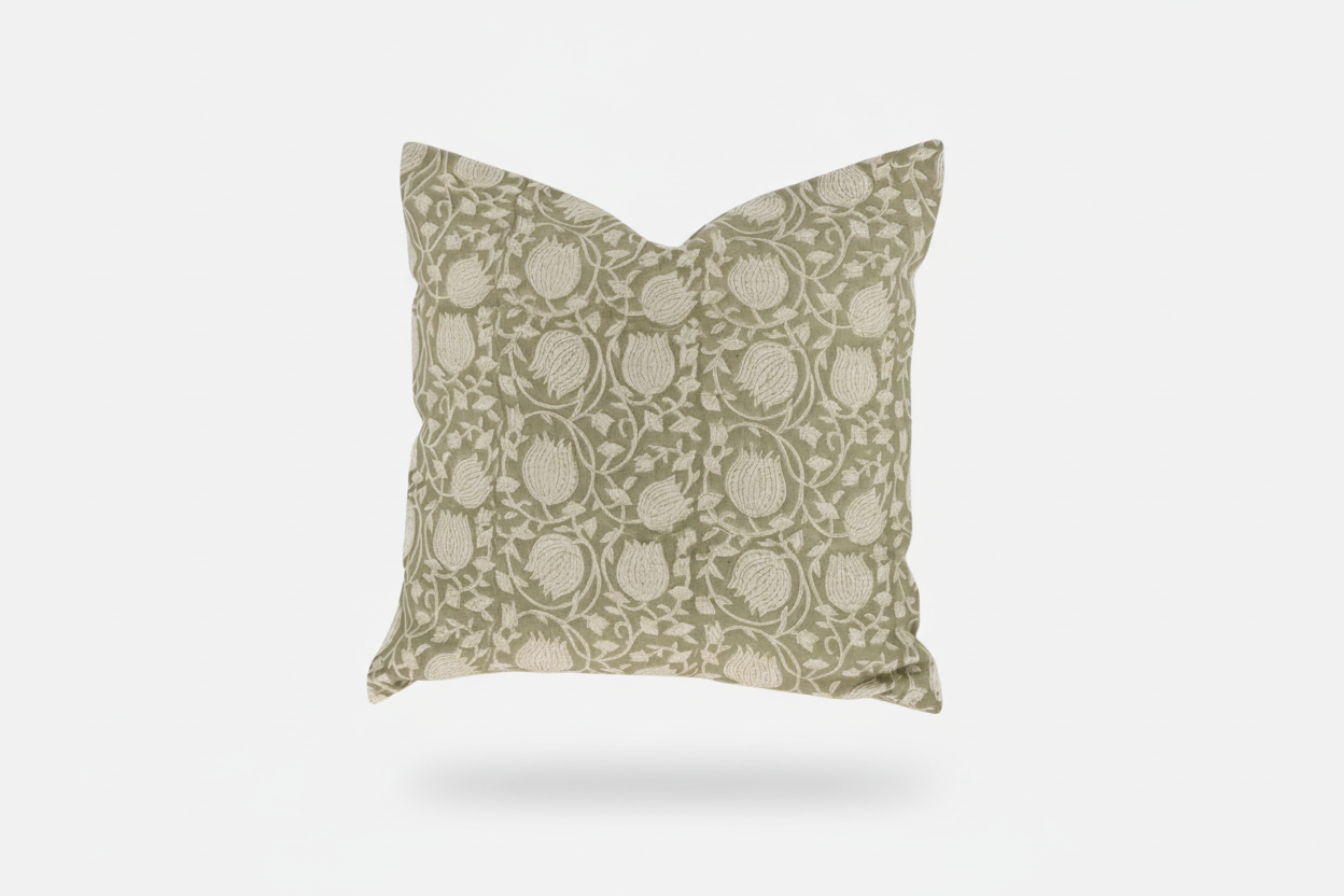 Winifred Botanical Print Celadon Pillow Cover 26" x 26" Double Sided Pillow Covers