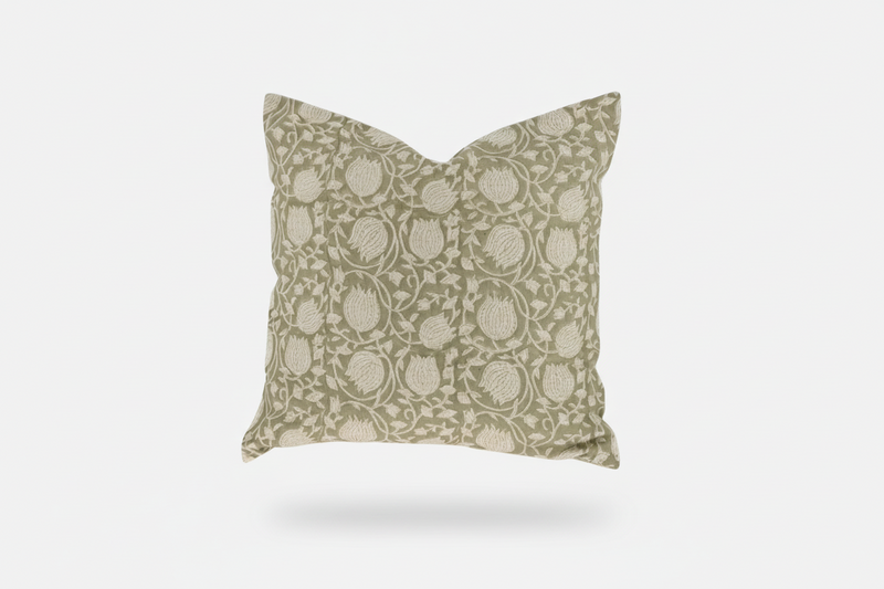 Winifred Botanical Print Celadon Pillow Cover 26" x 26" Double Sided Pillow Covers