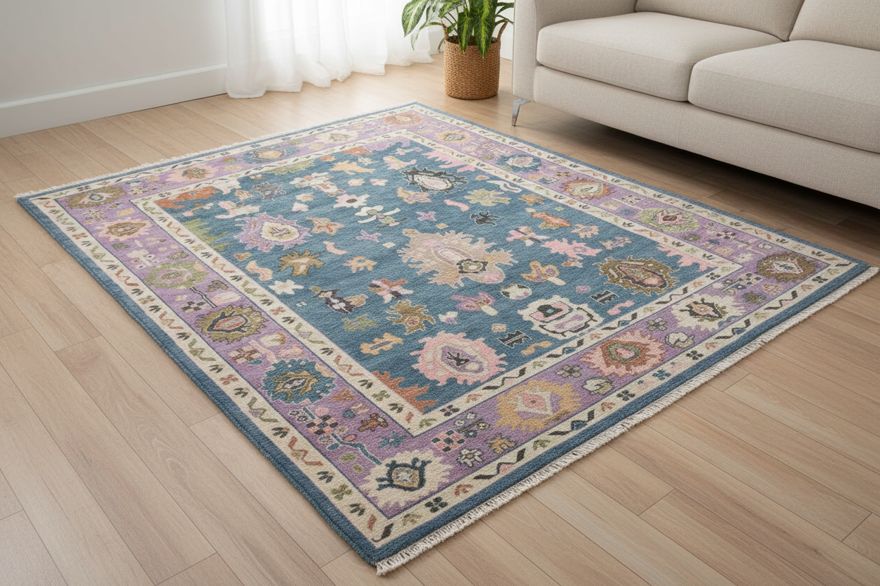 Florence Hand-Knotted Wool Oushak Rug 8' x 8' Hand-Knotted