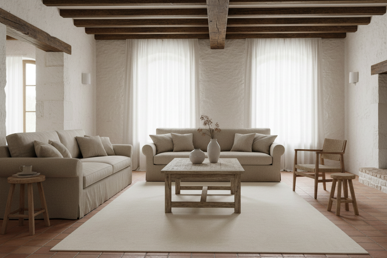 Beige rug on a white background