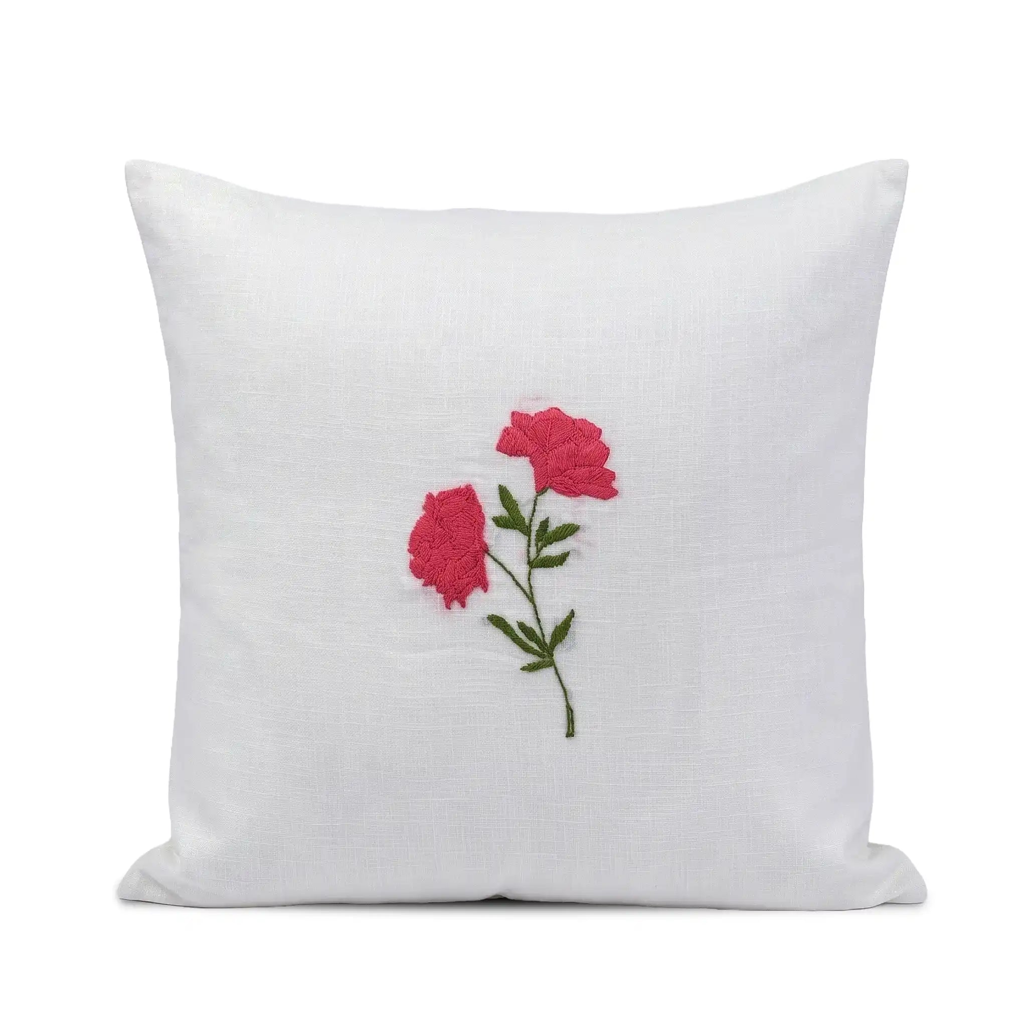 Fruiting Vine Embroidered Botanical Cotton Cushion Cover