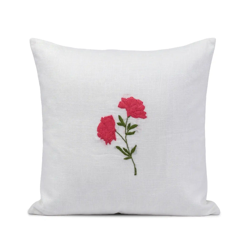 Fruiting Vine Embroidered Botanical Cotton Cushion Cover