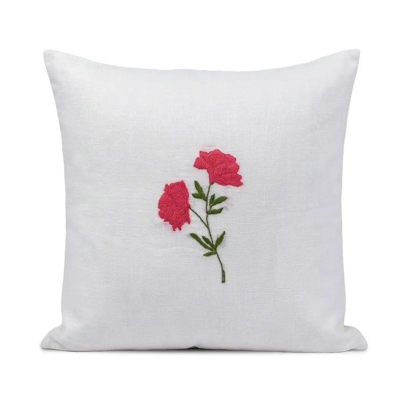 Fruiting Vine Embroidered Botanical Cotton Cushion Cover
