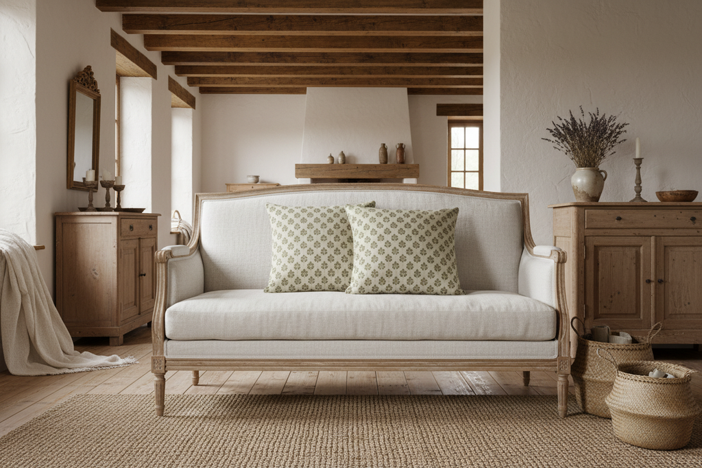 Gabby Ditsy Prints Beige Pillow Cover Pillow Covers