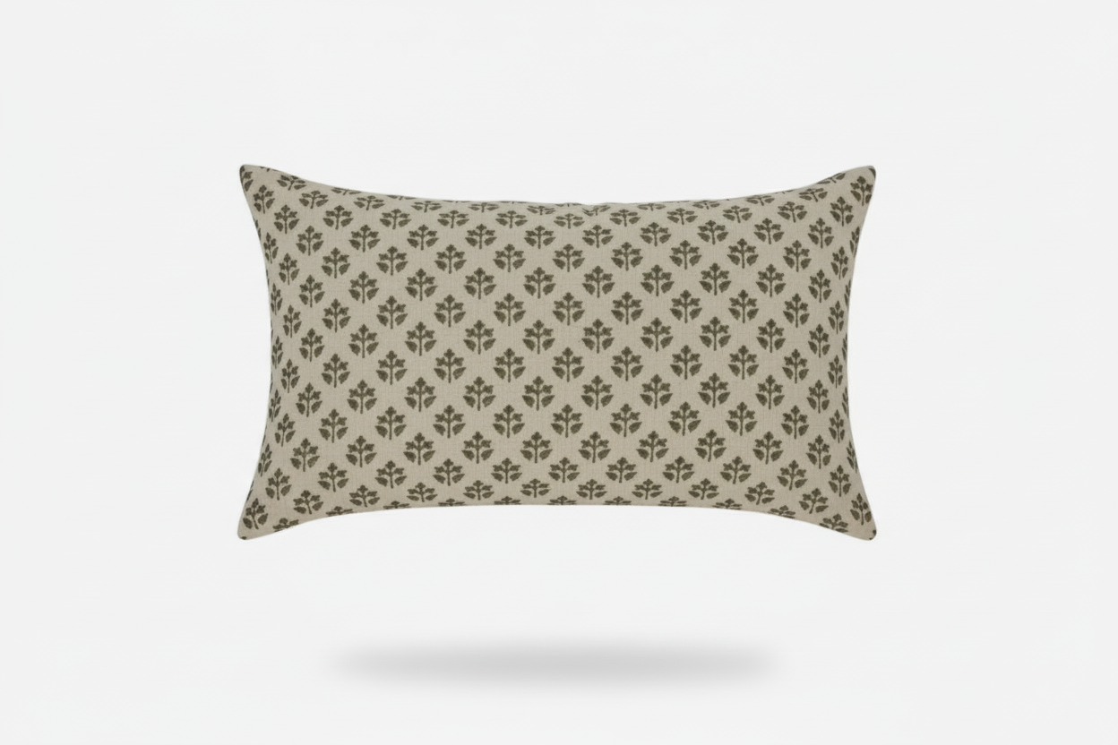 Gabby Ditsy Prints Beige Pillow Cover 16" x 42" Double Sided Pillow Covers