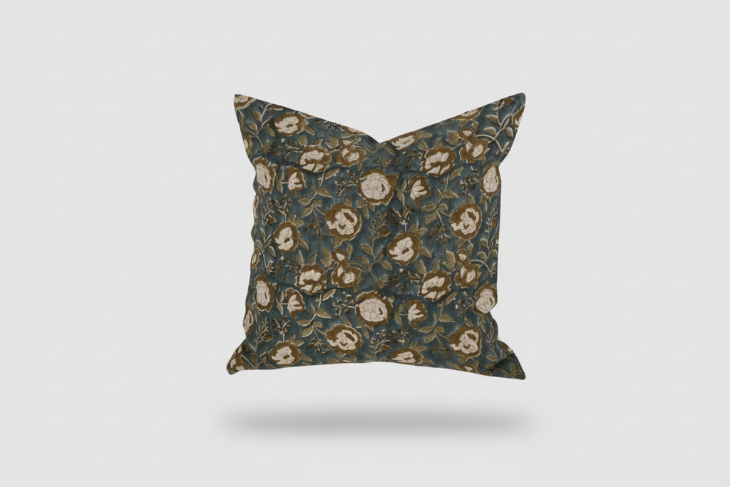 Gabriella Botanical Print Deep Teal Pillow Cover 26" x 26" Double Sided Pillow Covers