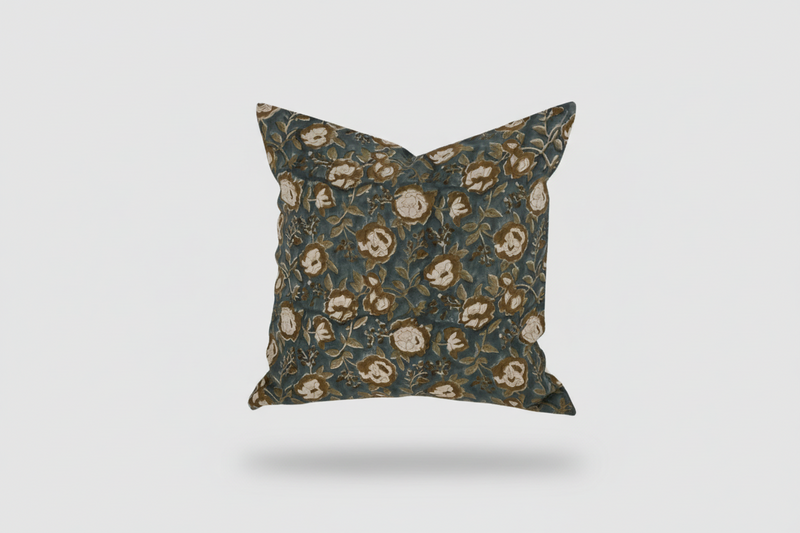 Gabriella Botanical Print Deep Teal Pillow Cover 26" x 26" Double Sided Pillow Covers