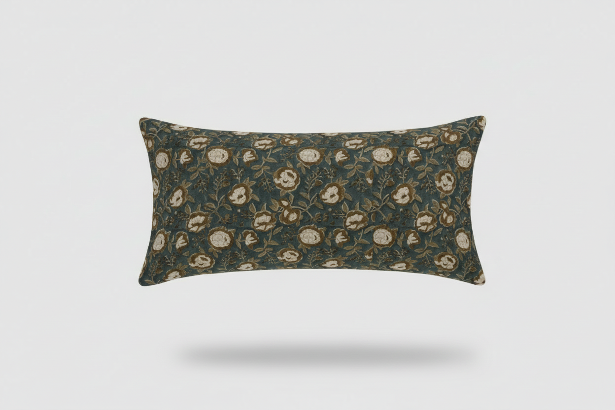 Gabriella Botanical Print Deep Teal Pillow Cover