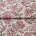 Garnet Bloom Natural Linen Fabric by the Yard