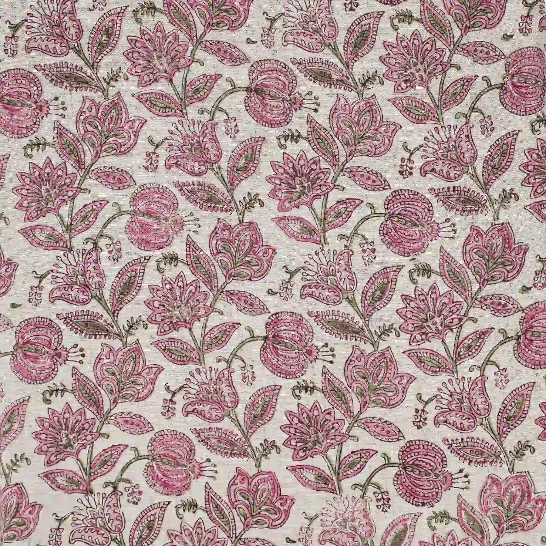 Garnet Bloom Natural Linen Fabric by the Yard