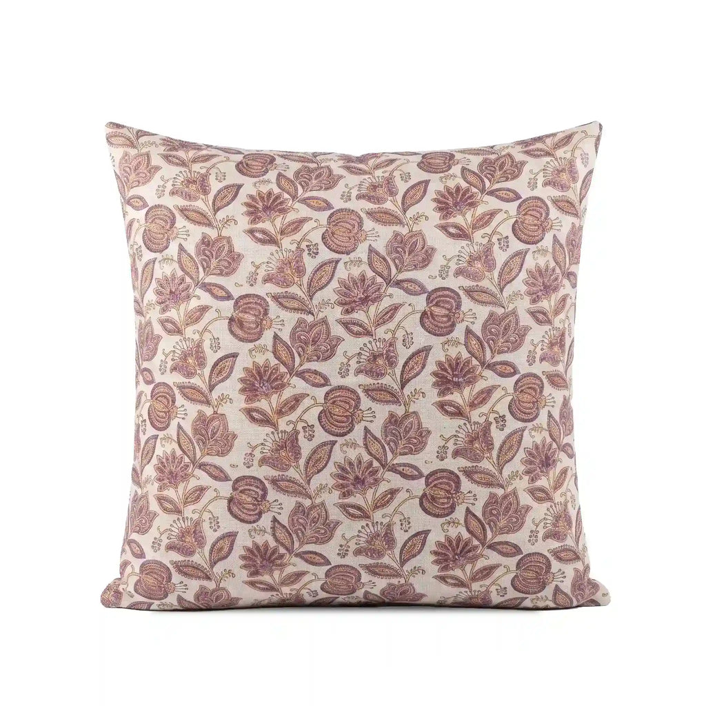 Garnet Bloom Purple Linen Pillow Cover