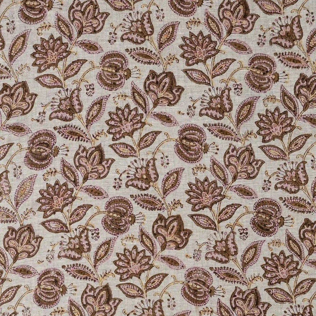 Garnet Bloom Natural Linen Fabric by the Yard