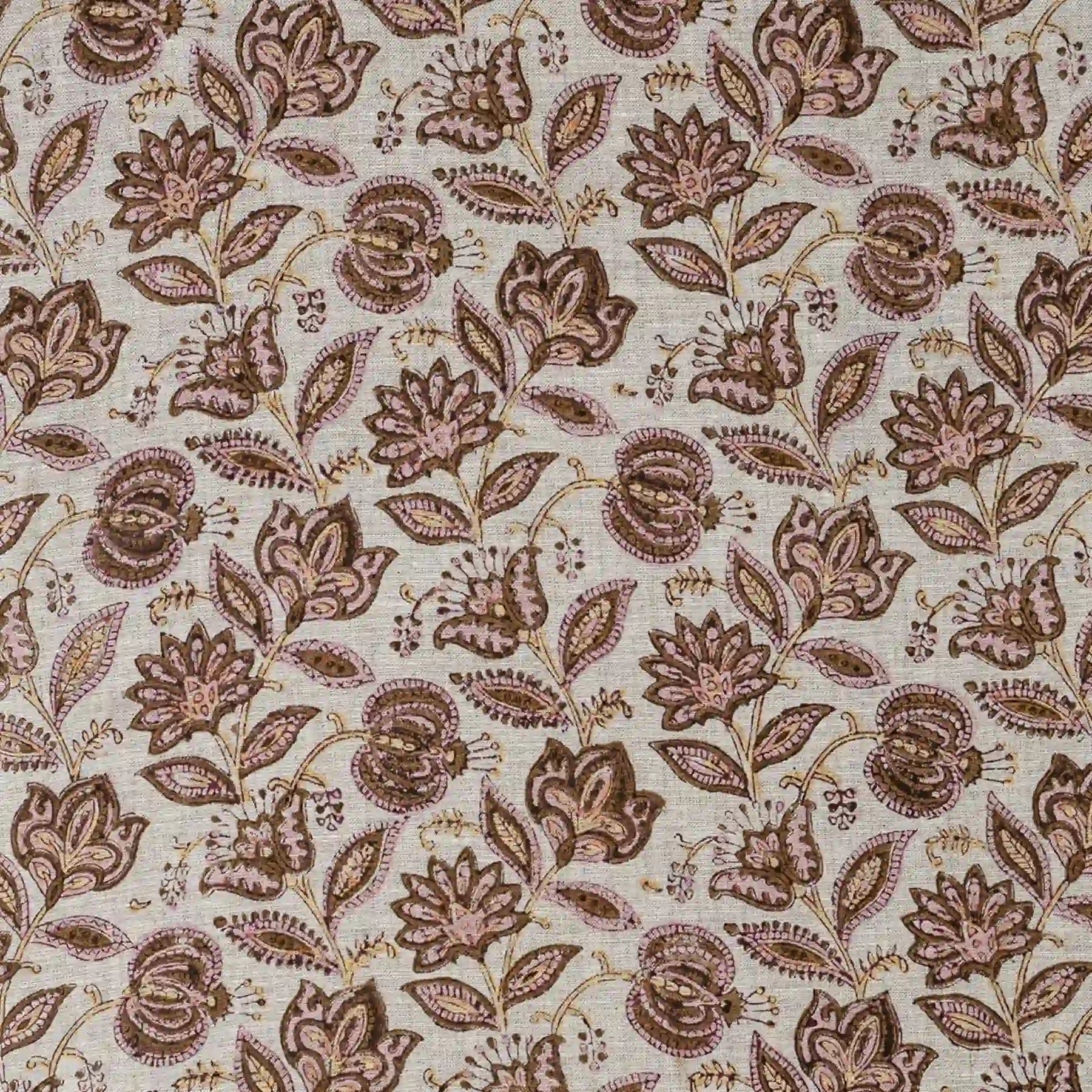 Garnet Bloom Natural Linen Fabric by the Yard