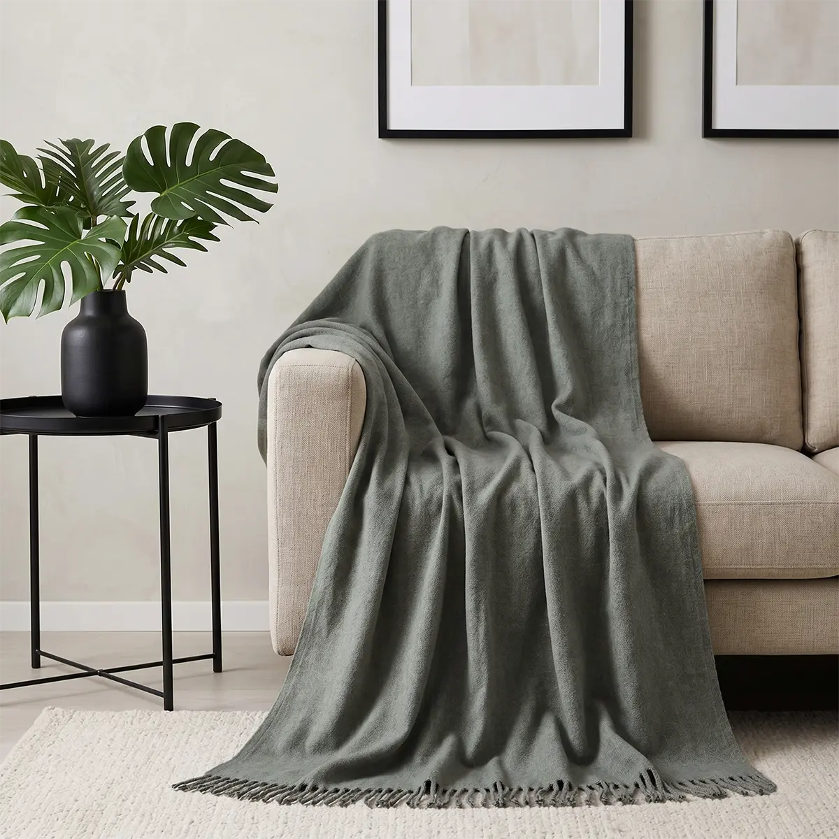 Oyster Gray Solid Throw Throws