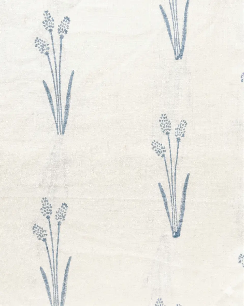 The Quiet Florals Coastal Blue Linen Fabric Linen Fabric