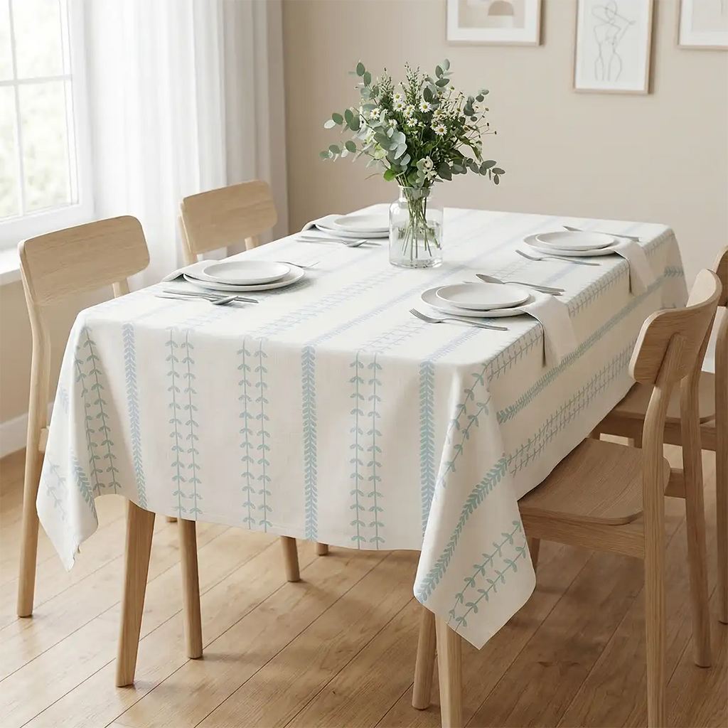 Striped Leaves Tablecloth Table Cloth
