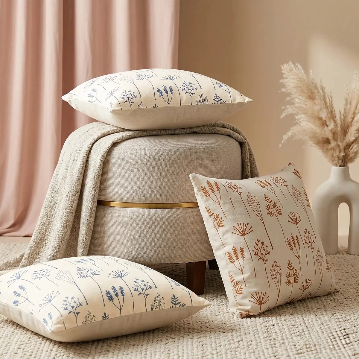 Floral Ground Mustard Pillow Cover Pillow Covers