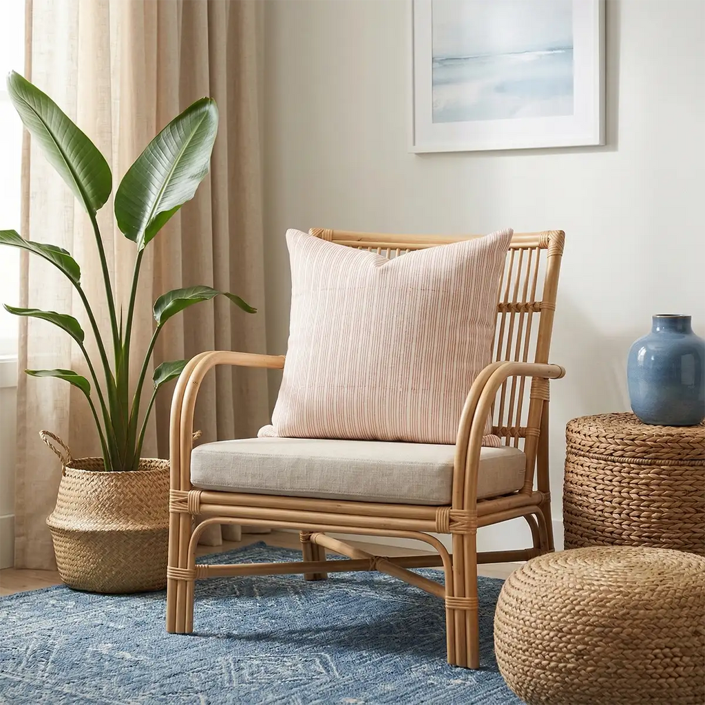 The Linear Muse Coral Stripe Pillow Cover Pillow Covers