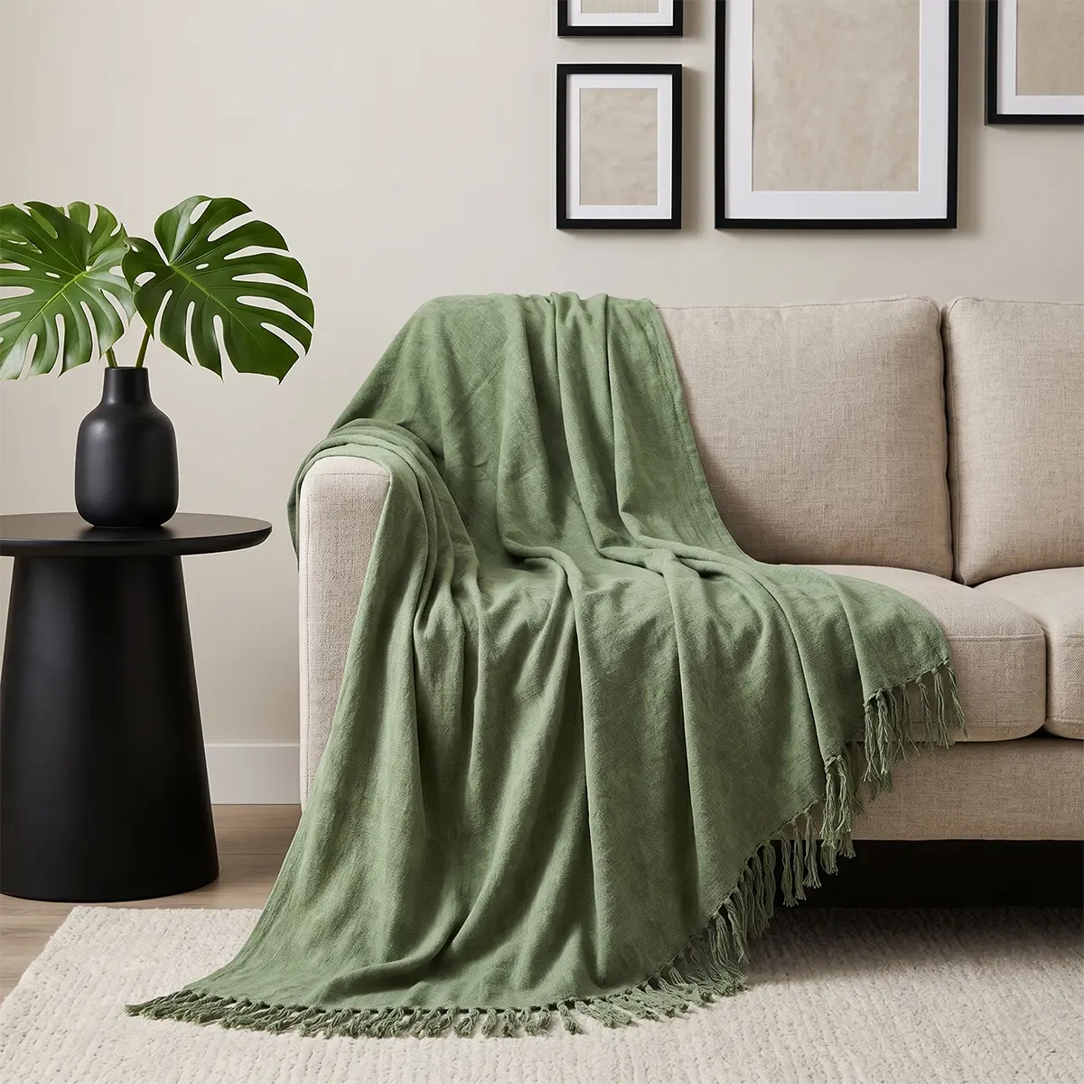 Woodland Green Solid Throw Throws