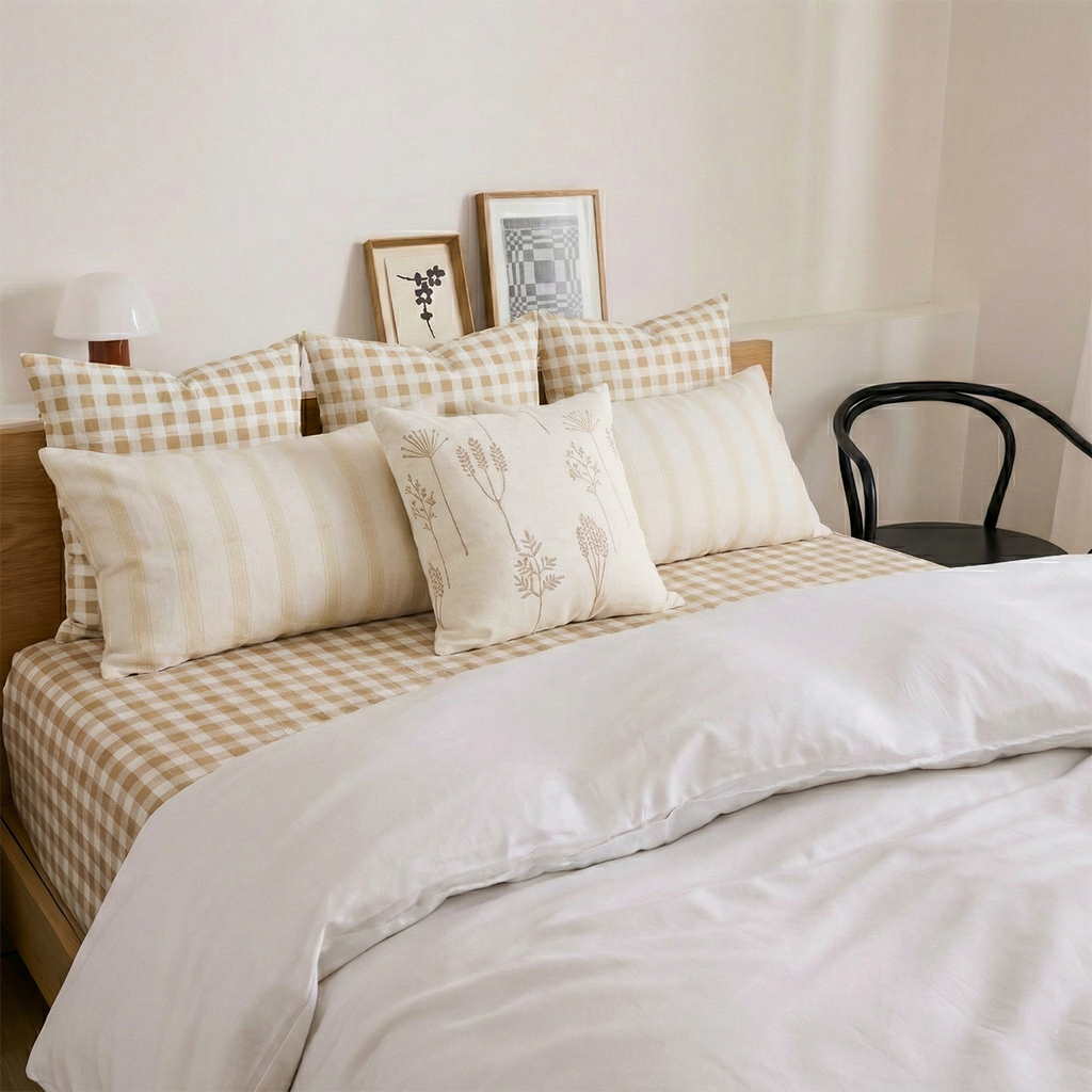 Striped Checks Bedsheet Set Bedsheet