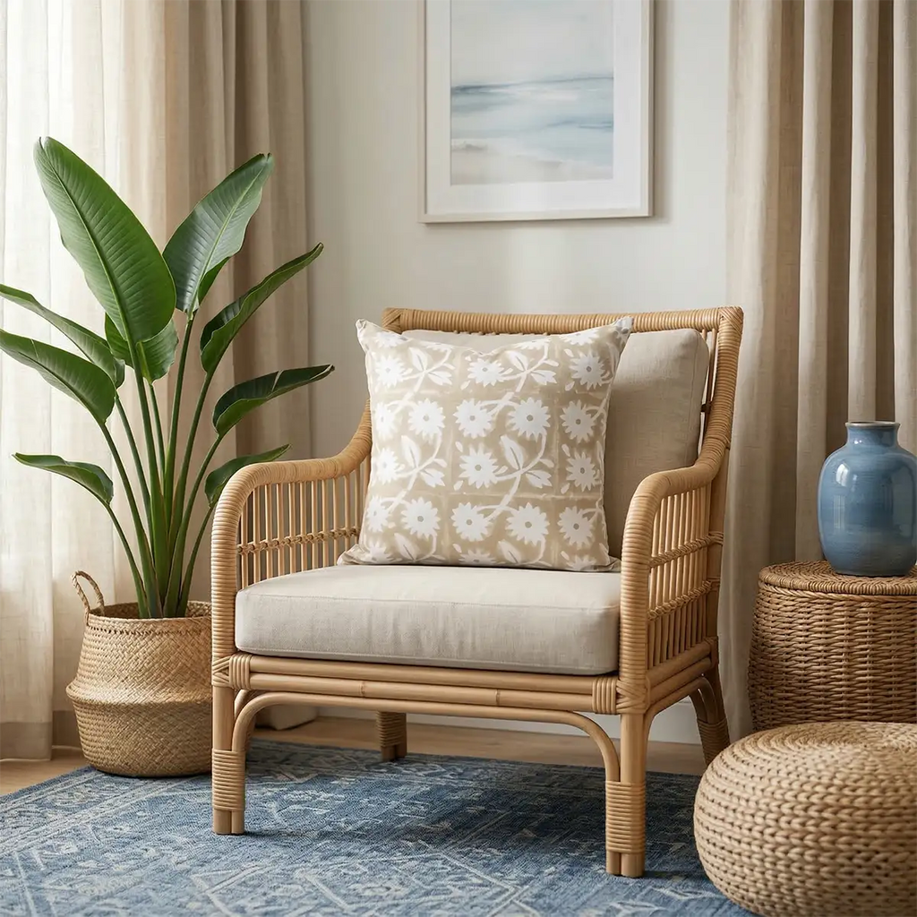 Hayley Beige Floral Pillow Cover Pillow Covers