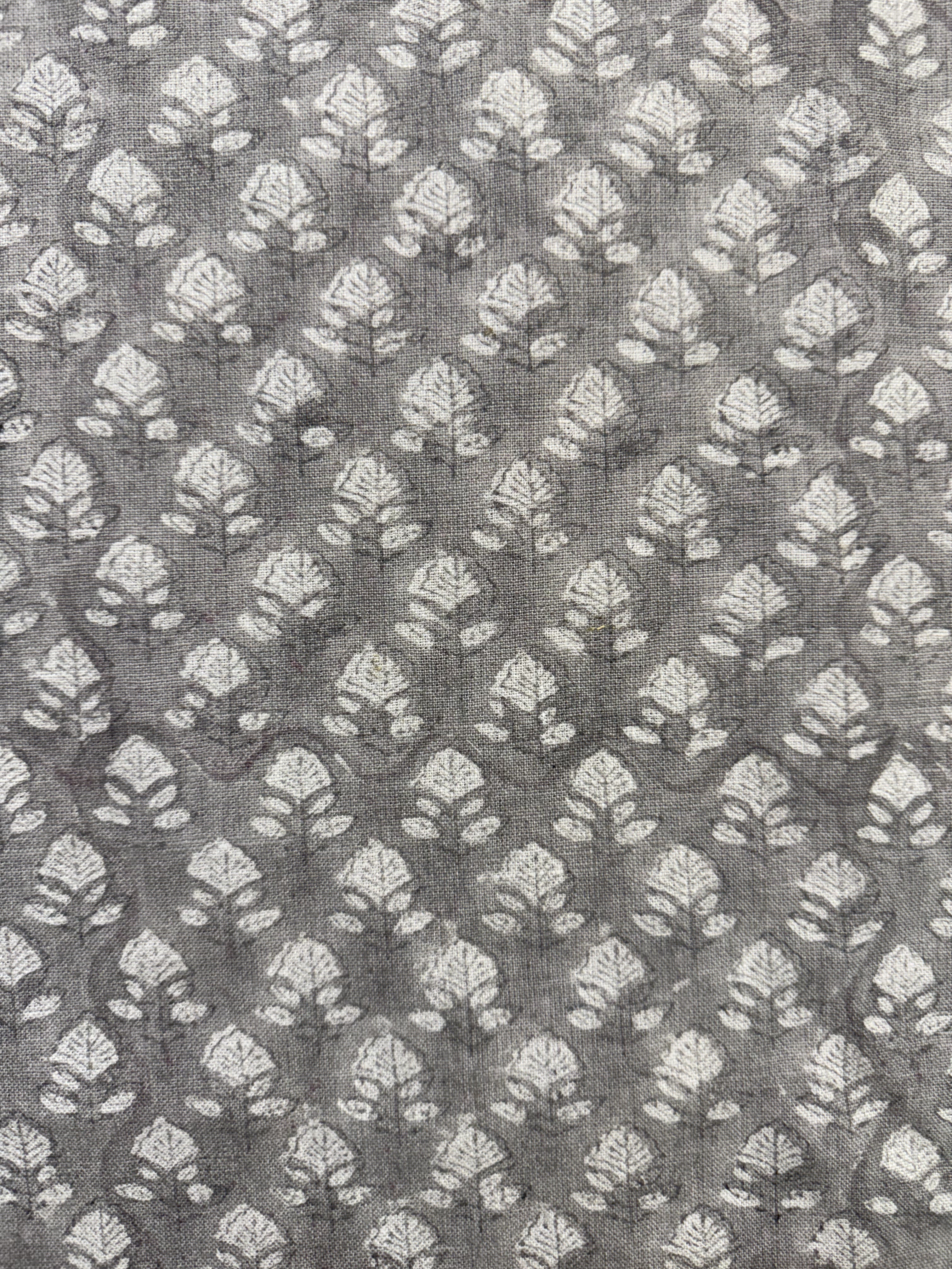 Zay Hand Block Printed Linen Upholstery Fabric Dark Grey Linen Fabric