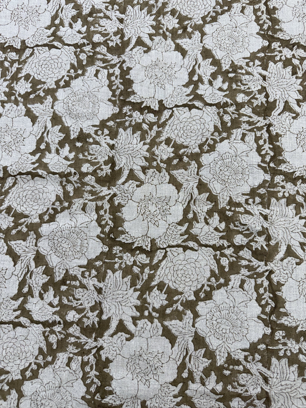 Charlie Block Print Handloom Linen Fabric Linen Fabric