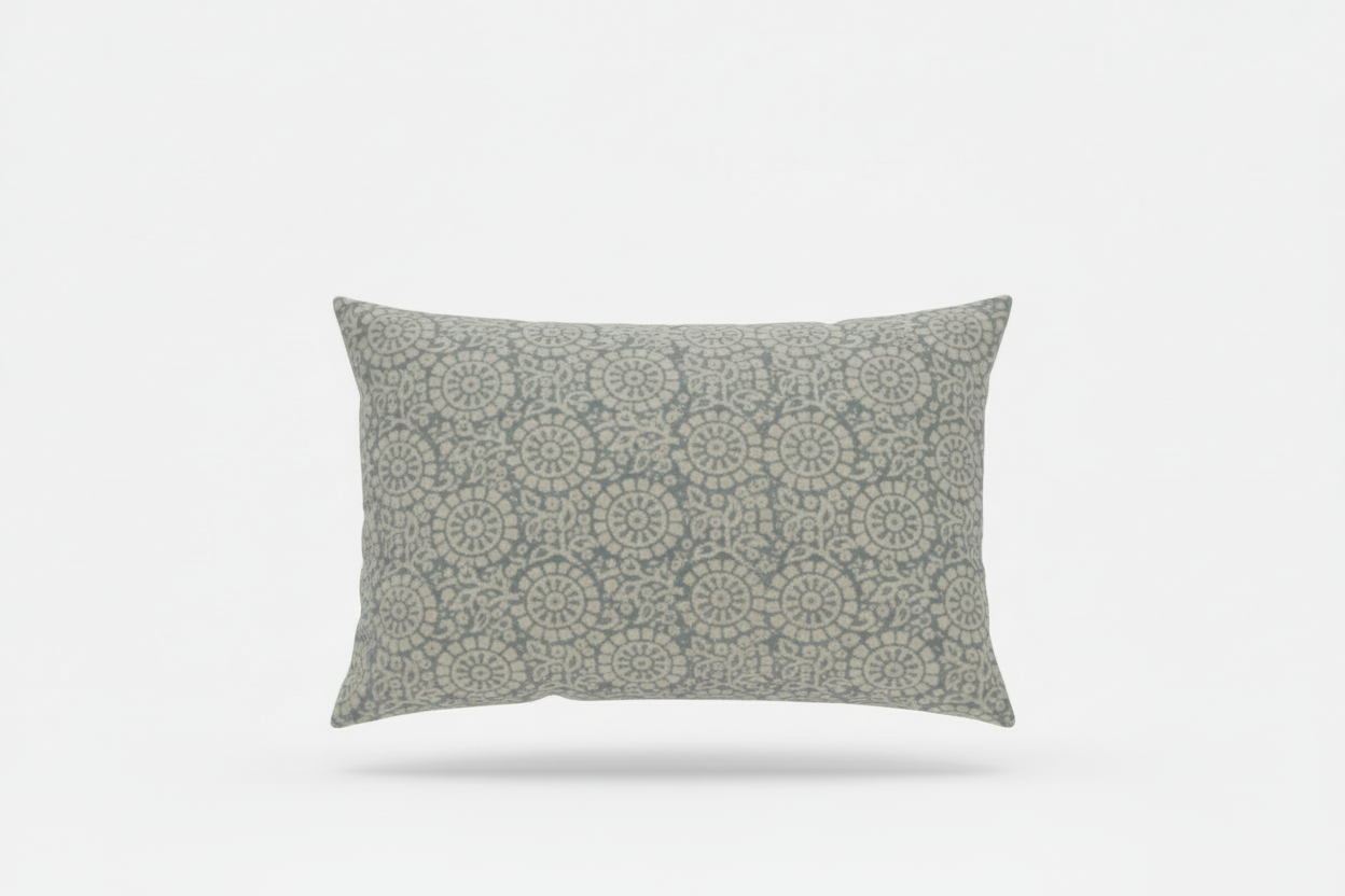 Hattie Botanical Print Dusty Blue Pillow Cover 16" x 42" Double Sided Pillow Covers