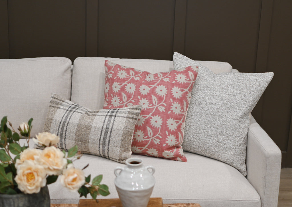 Hayley Botanical Print Coral Pink Pillow Cover Pillow Covers