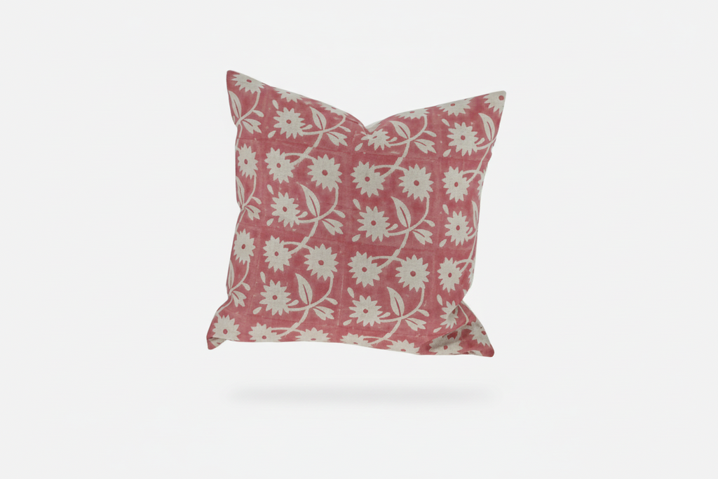 Hayley Botanical Print Coral Pink Pillow Cover 26" x 26" Double Sided Pillow Covers